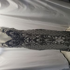 Sequin Hearts black & white 2 layers long formal dress size 11